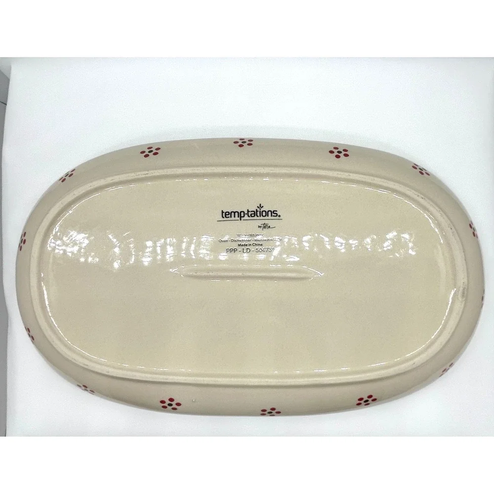 Temp-tations by Tara Winter Whimsy Cardinal Poinsettia Oval Serving Platter 12in